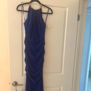 Elegant Blue Halter Dress